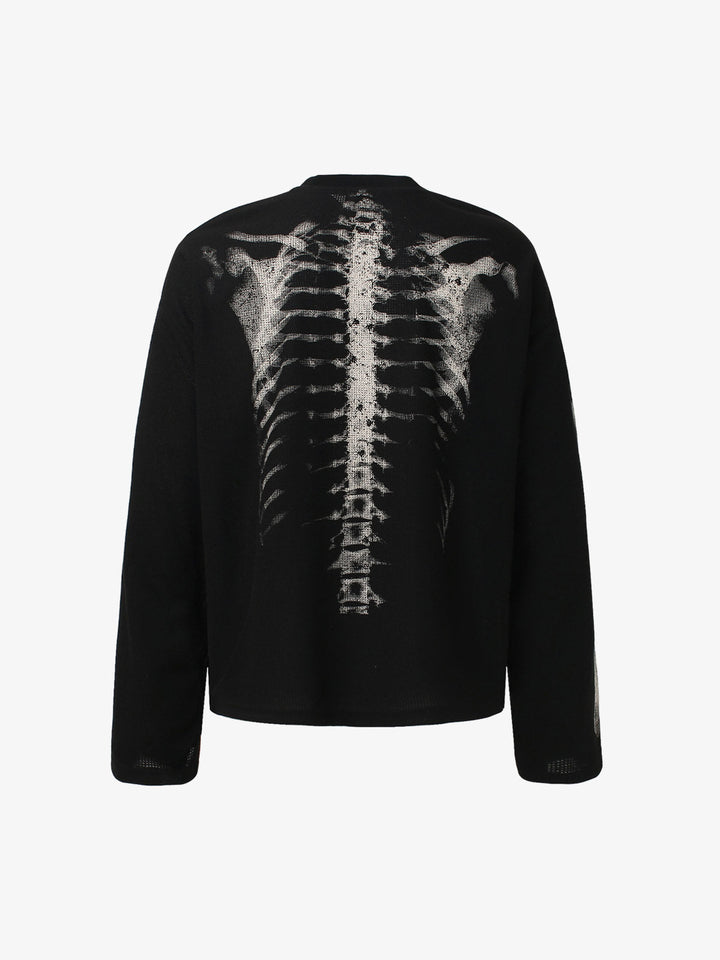 Skeleton Graphic Waffle Sweatshirt – Spooky Halloween Vibes