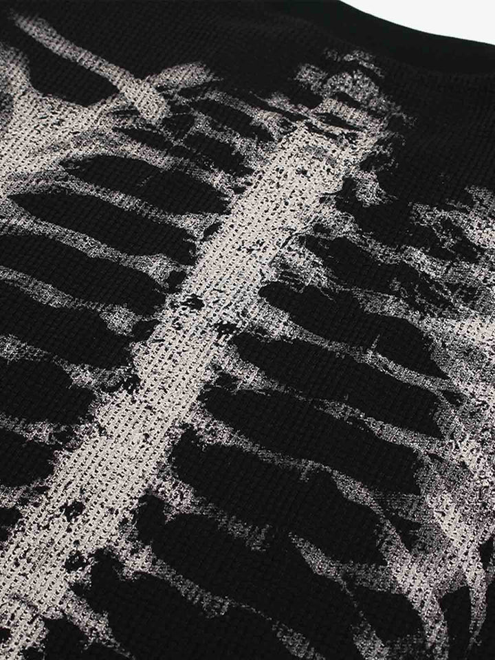 Skeleton Graphic Waffle Sweatshirt – Spooky Halloween Vibes