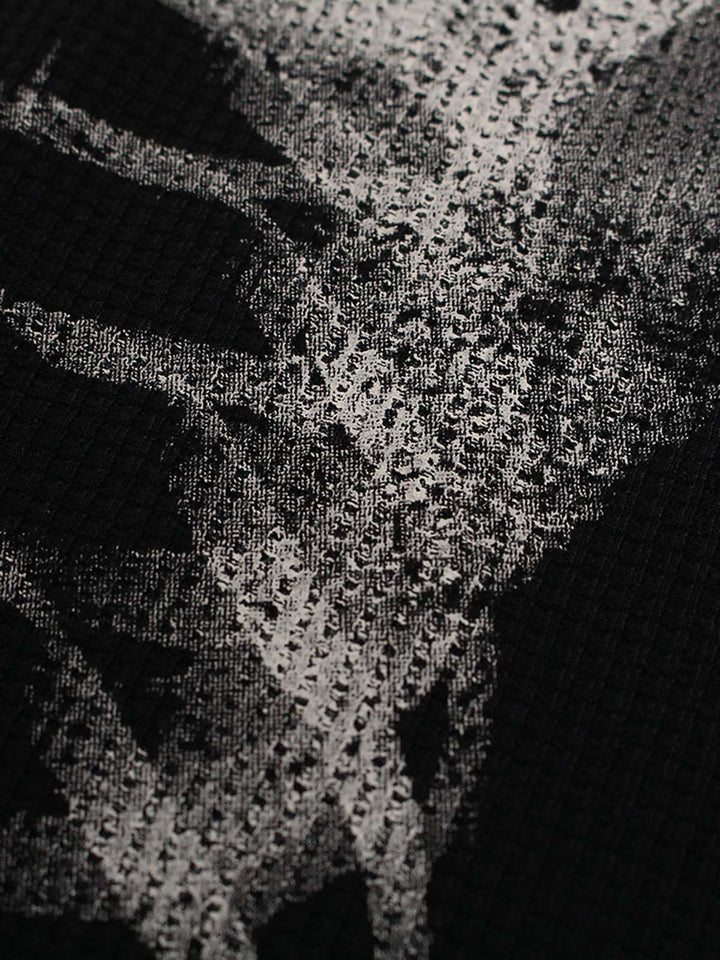 Skeleton Graphic Waffle Sweatshirt – Spooky Halloween Vibes