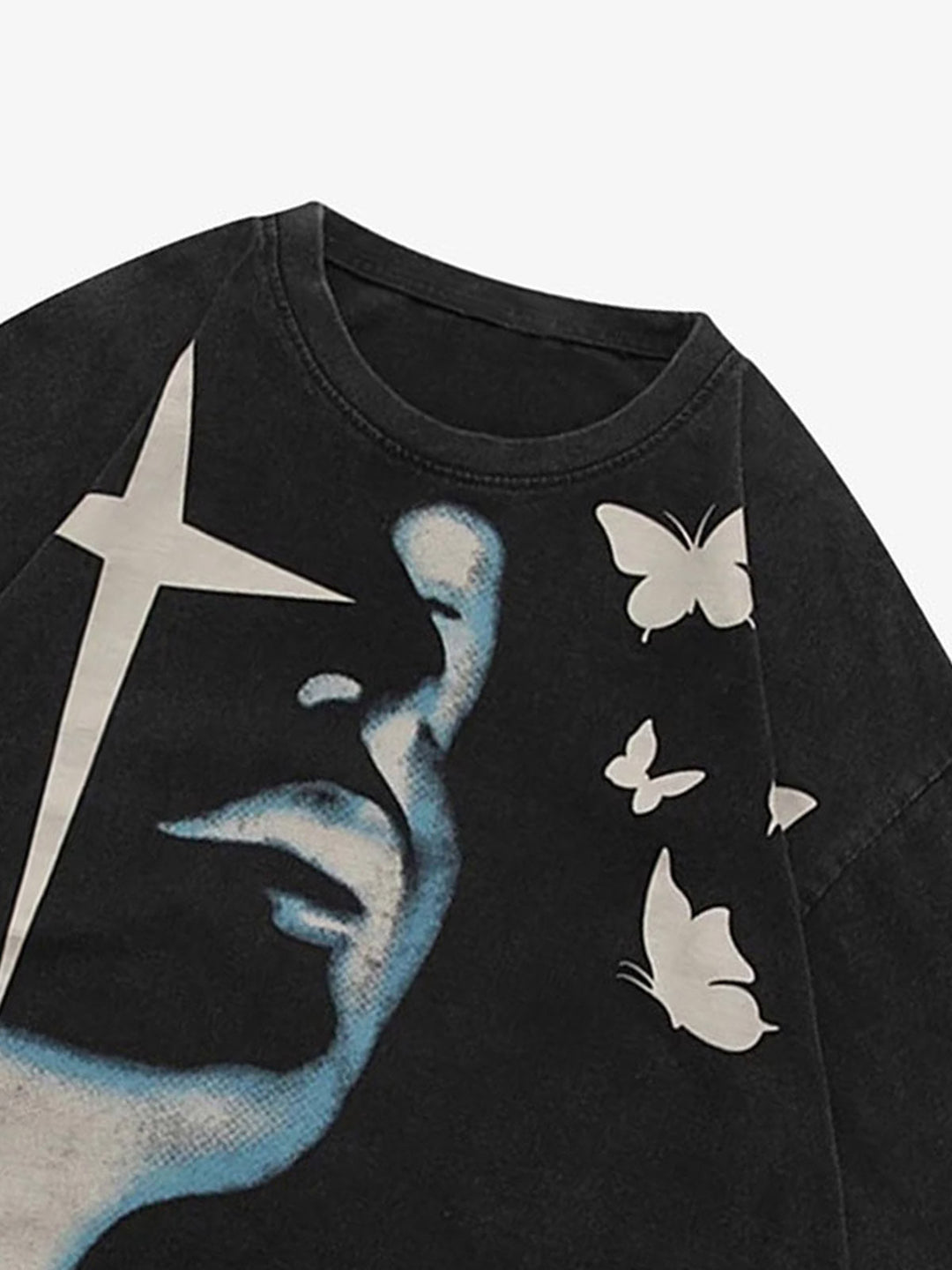 Abstract Portrait Print T-shirt - 1619