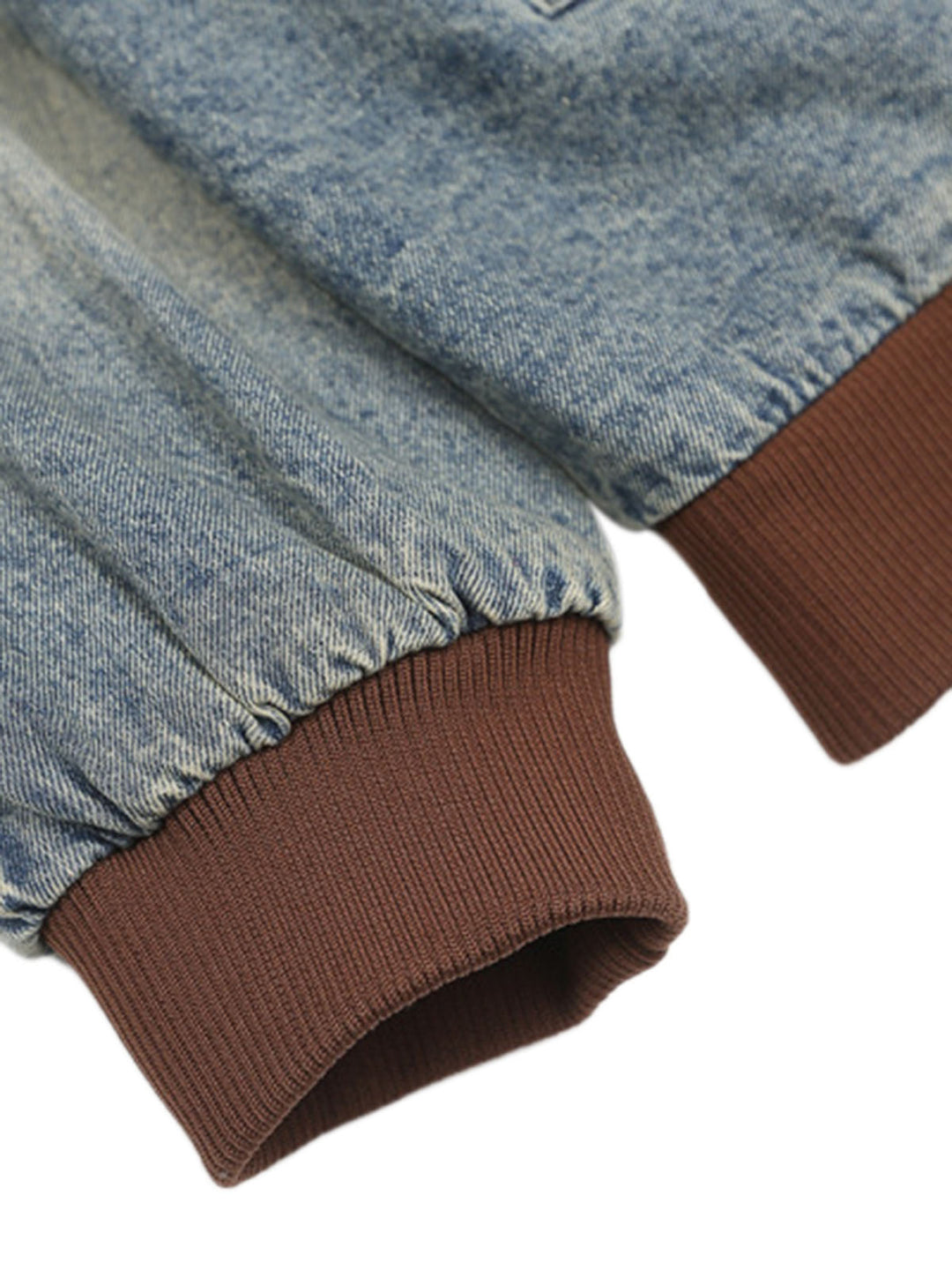 Alphabet Patch Embroidered Quilted Denim Bomber Jacket - 2311