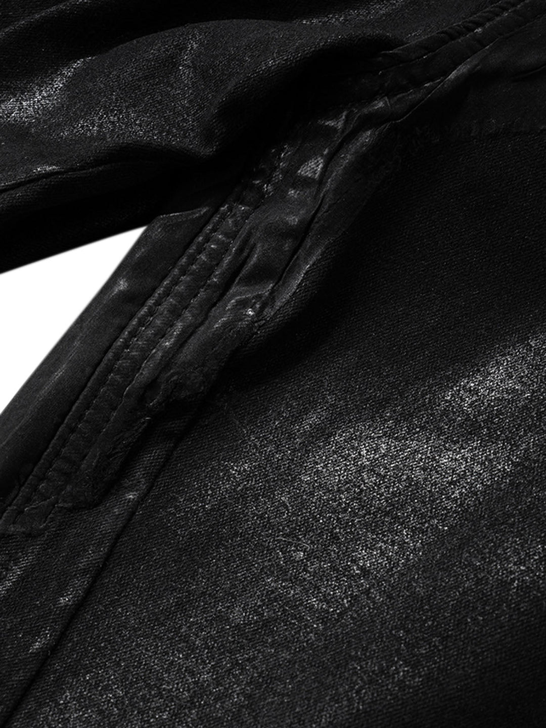 Black Wax Coated Flare Jeans - 2212