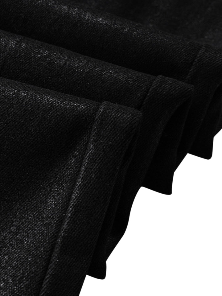 Black Wax Coated Flare Jeans - 2212