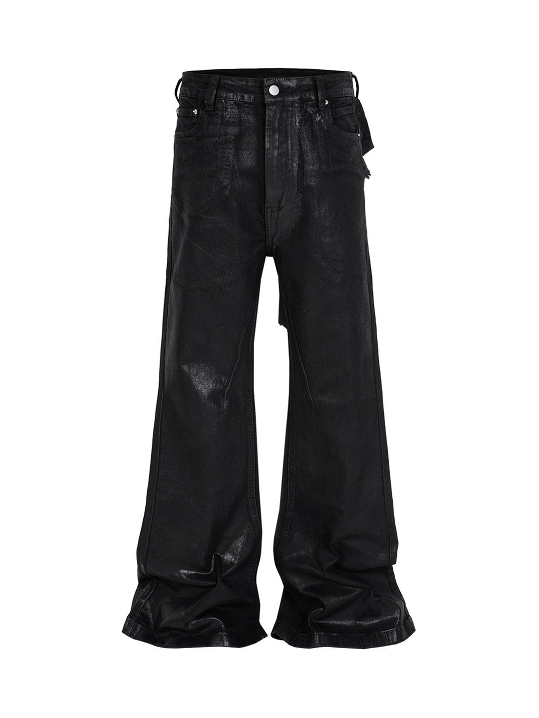 Black Wax Coated Flare Jeans - 2212