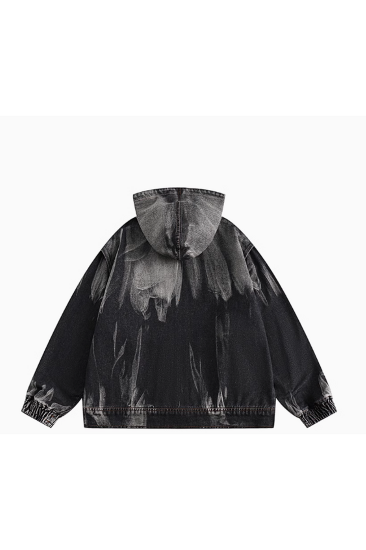 'Blaze' Washed Gradient Hooded Denim Jacket