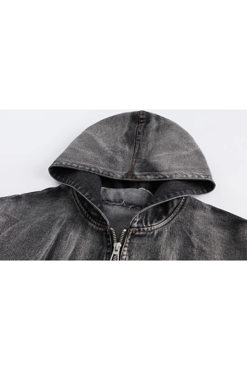 'Blaze' Washed Gradient Hooded Denim Jacket