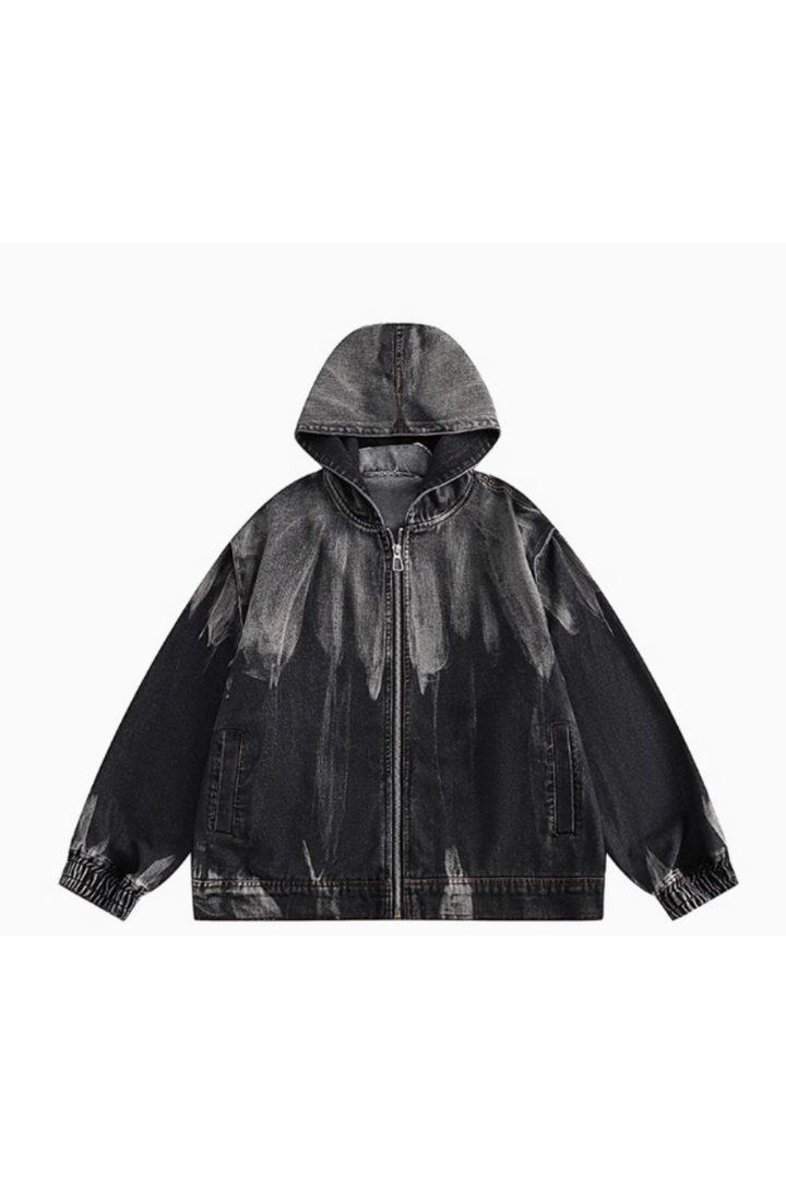 'Blaze' Washed Gradient Hooded Denim Jacket