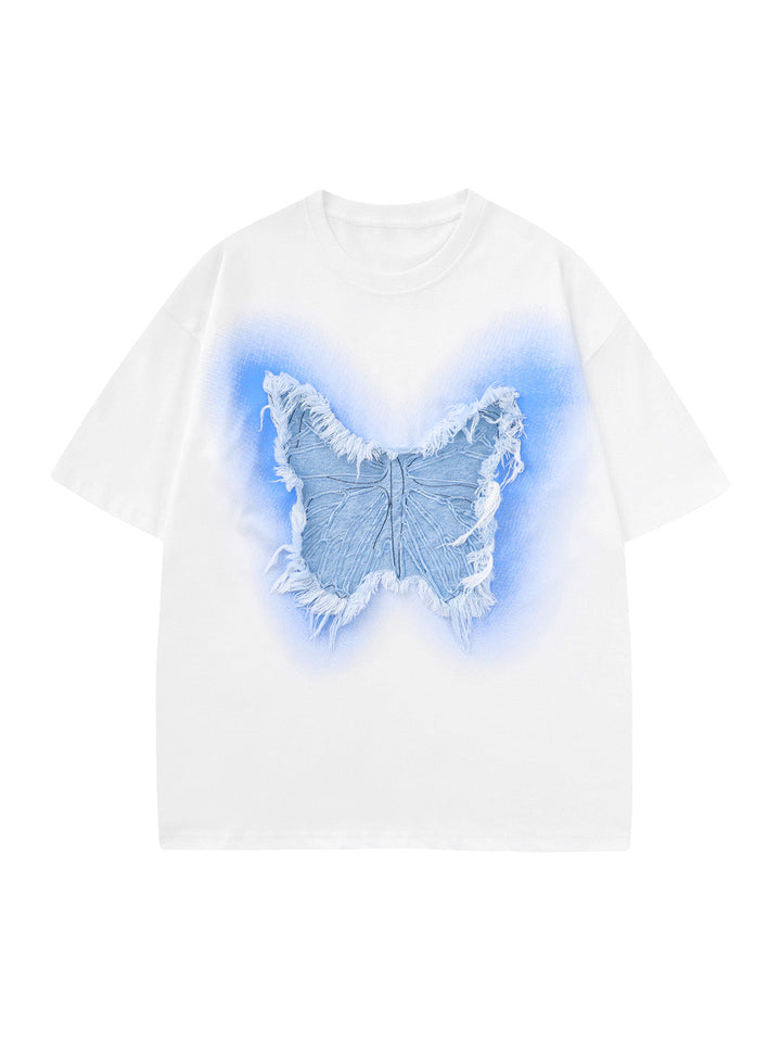 Butterfly Patch Embroidered Graphic T-Shirt