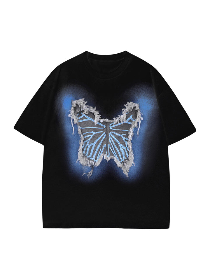 Butterfly Patch Embroidered Graphic T-Shirt