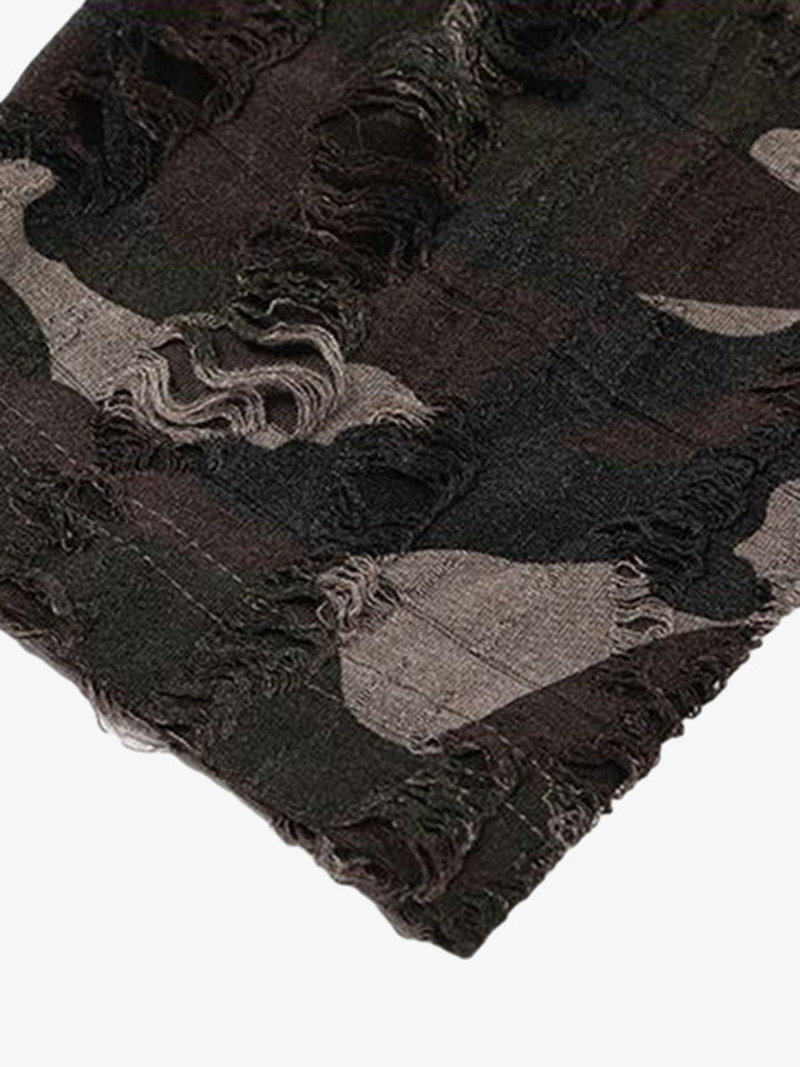 Camouflage Faux Two-piece Jersey Long Sleeve T-shirt - 2380