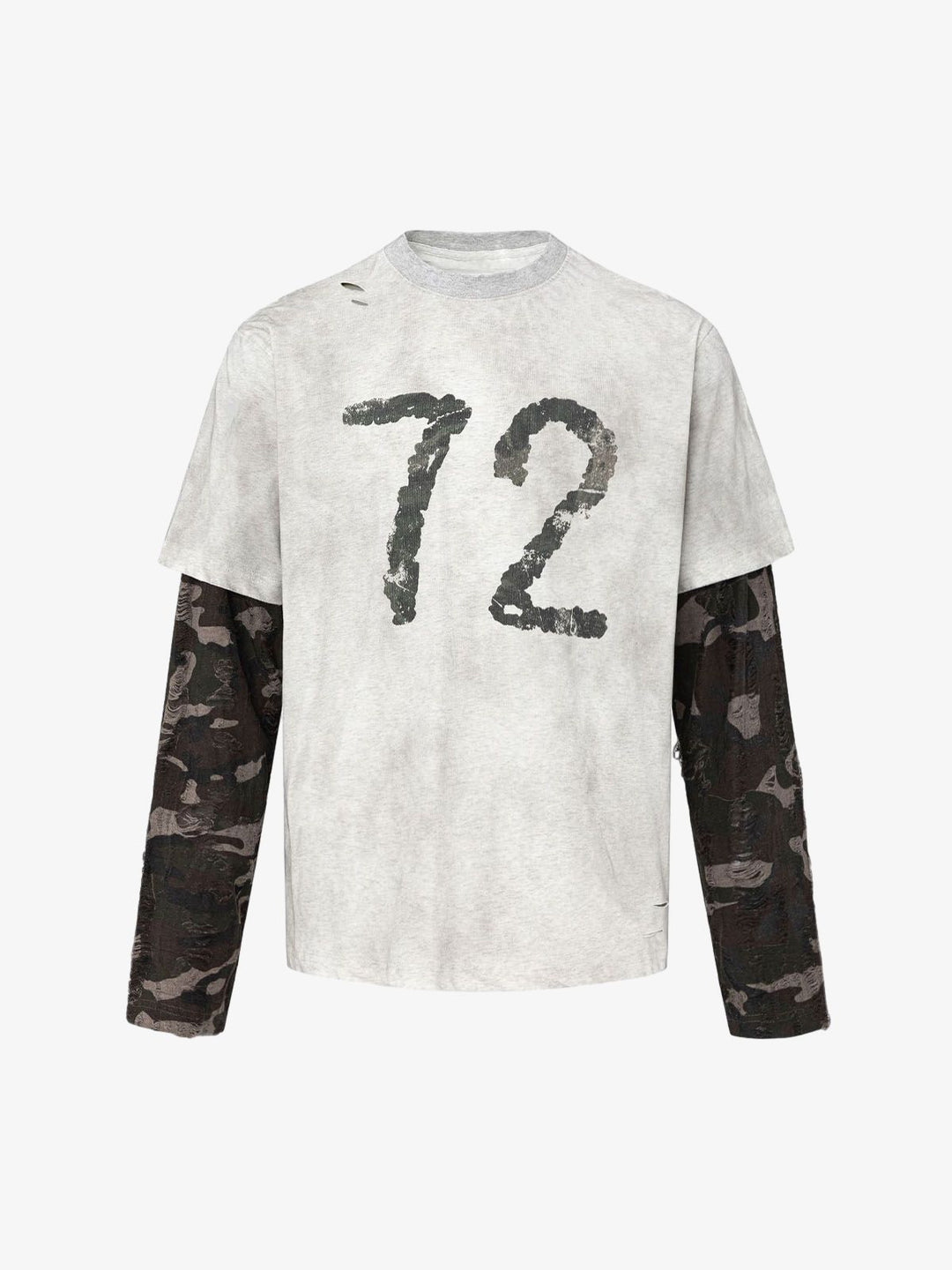 Camouflage Faux Two-piece Jersey Long Sleeve T-shirt - 2380