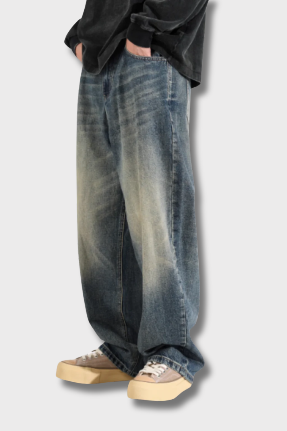 'Cascade' Vintage Drape Wide-Leg Jeans