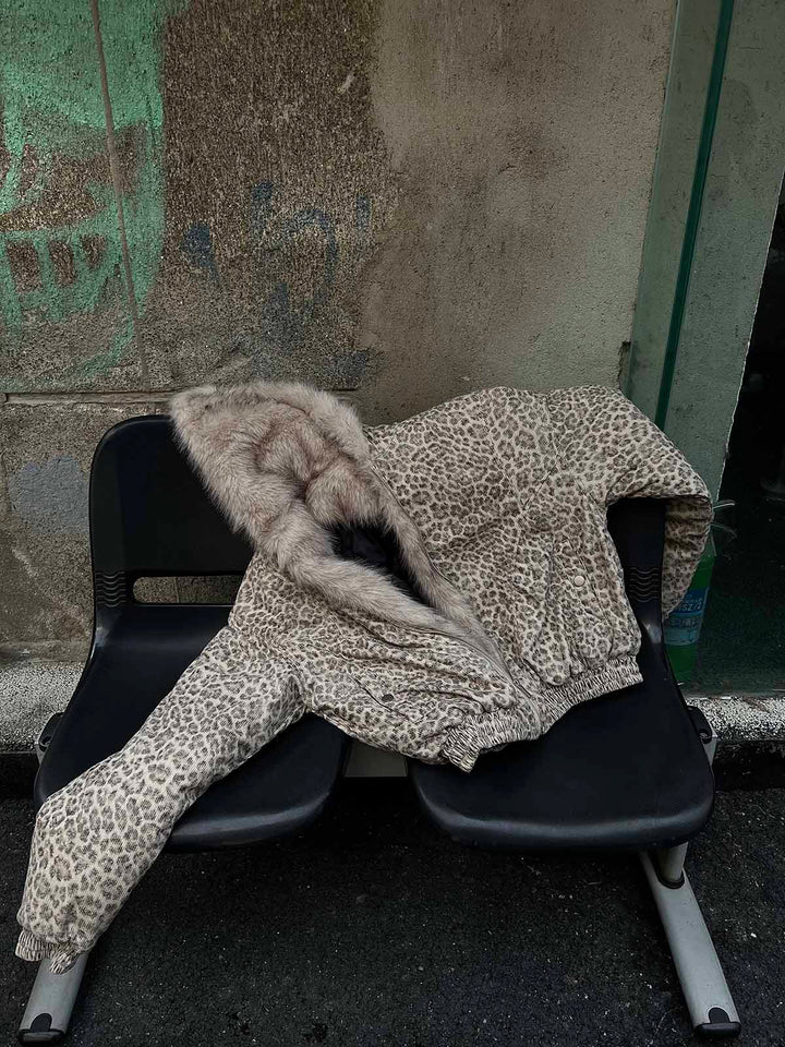 Cheetah Print Mink Fur Hooded Jacket - 2270