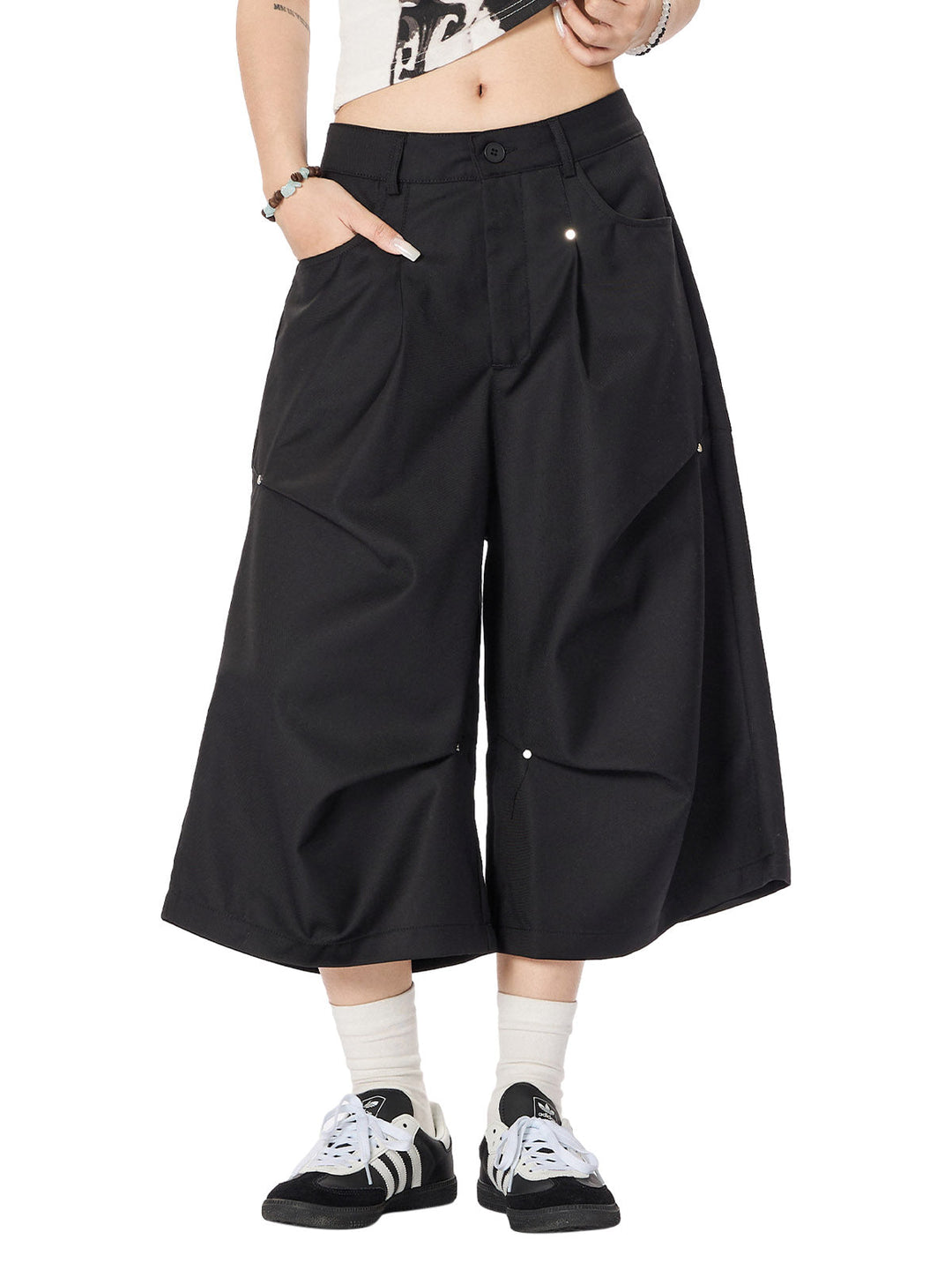 Cleanfit High Waist Baggy Cropped Trousers