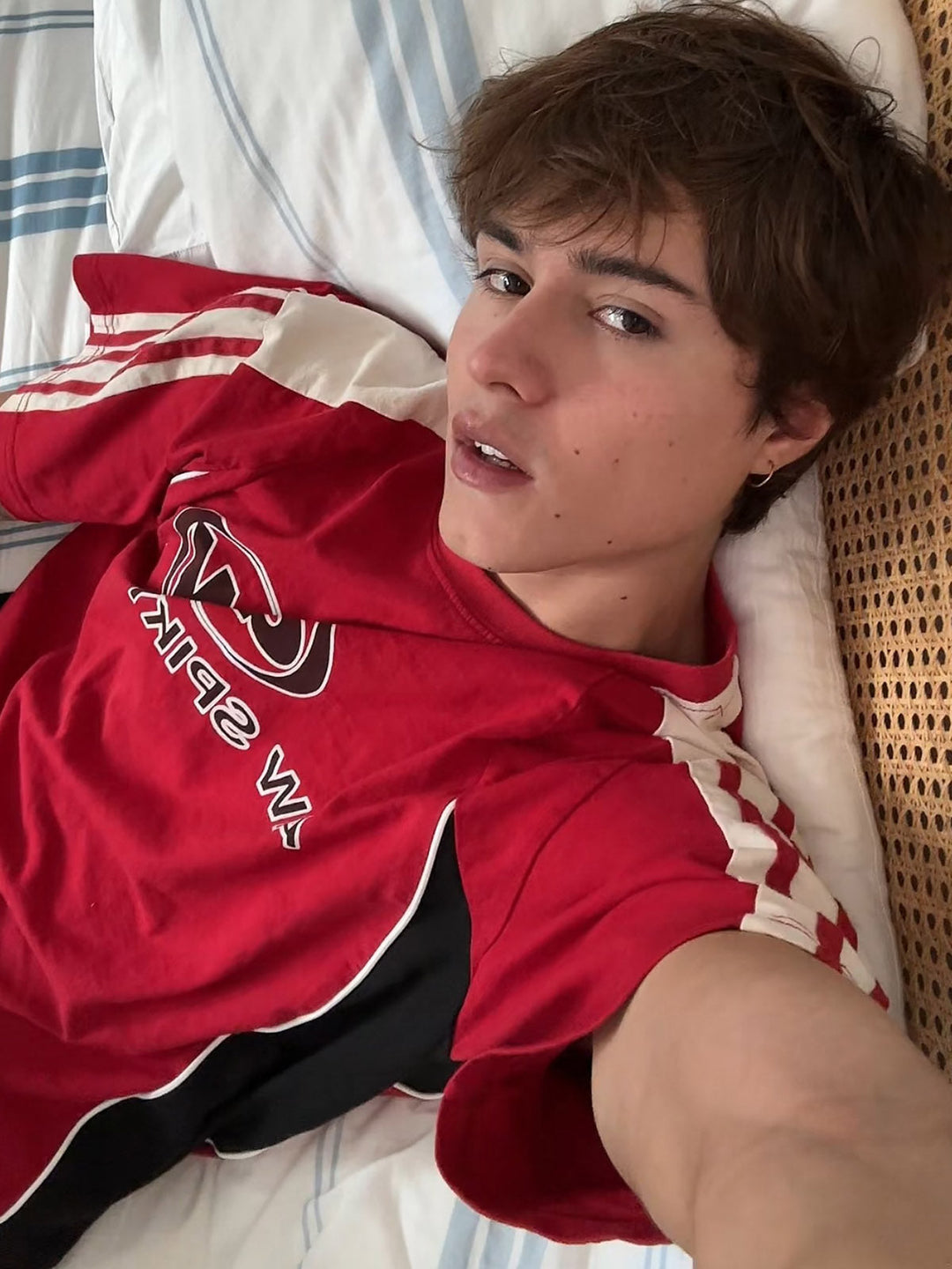 Color-Blocked Strip Racing T-shirt - 2076