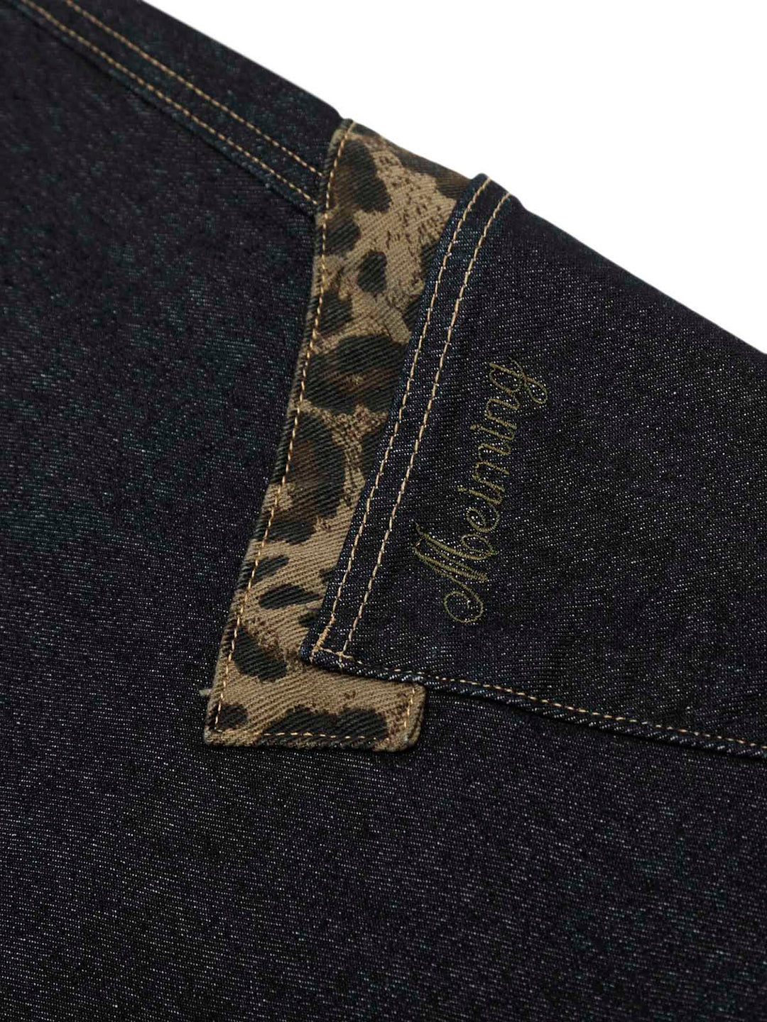 Deconstructed Cheetah Print Baggy Barrel Jeans - 2286