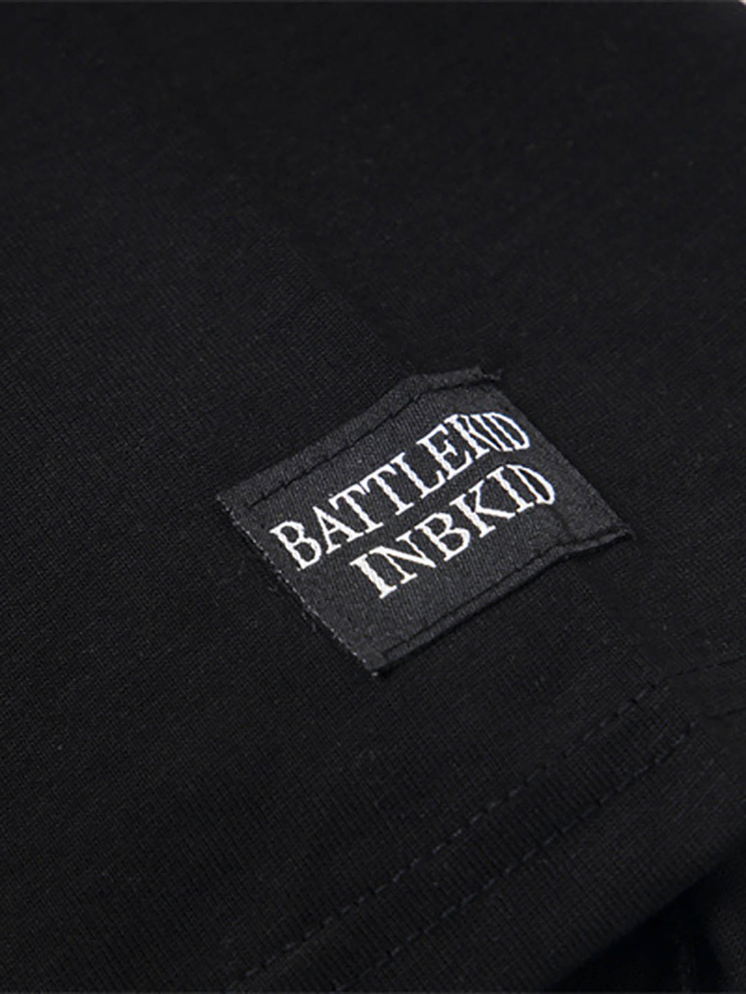 Detachable Badge Hooded Plaid Cape T-shirt