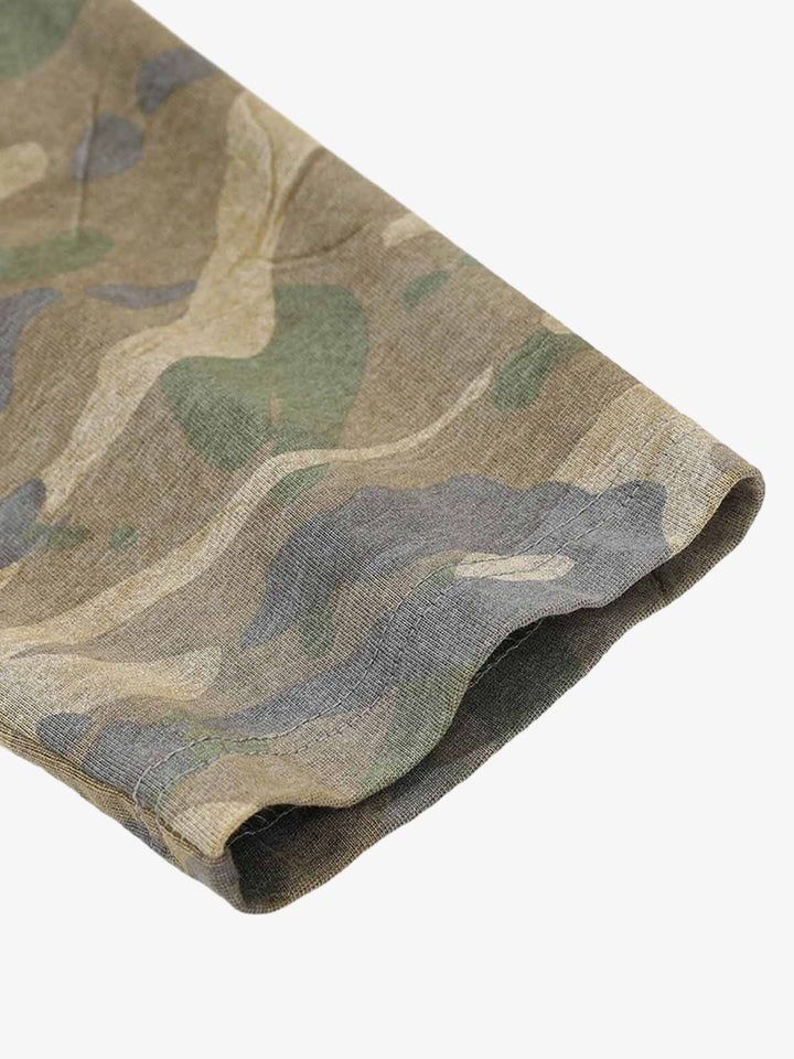 Distressed Camouflage Faux Two-Piece Graphic T-Shirt - 2420