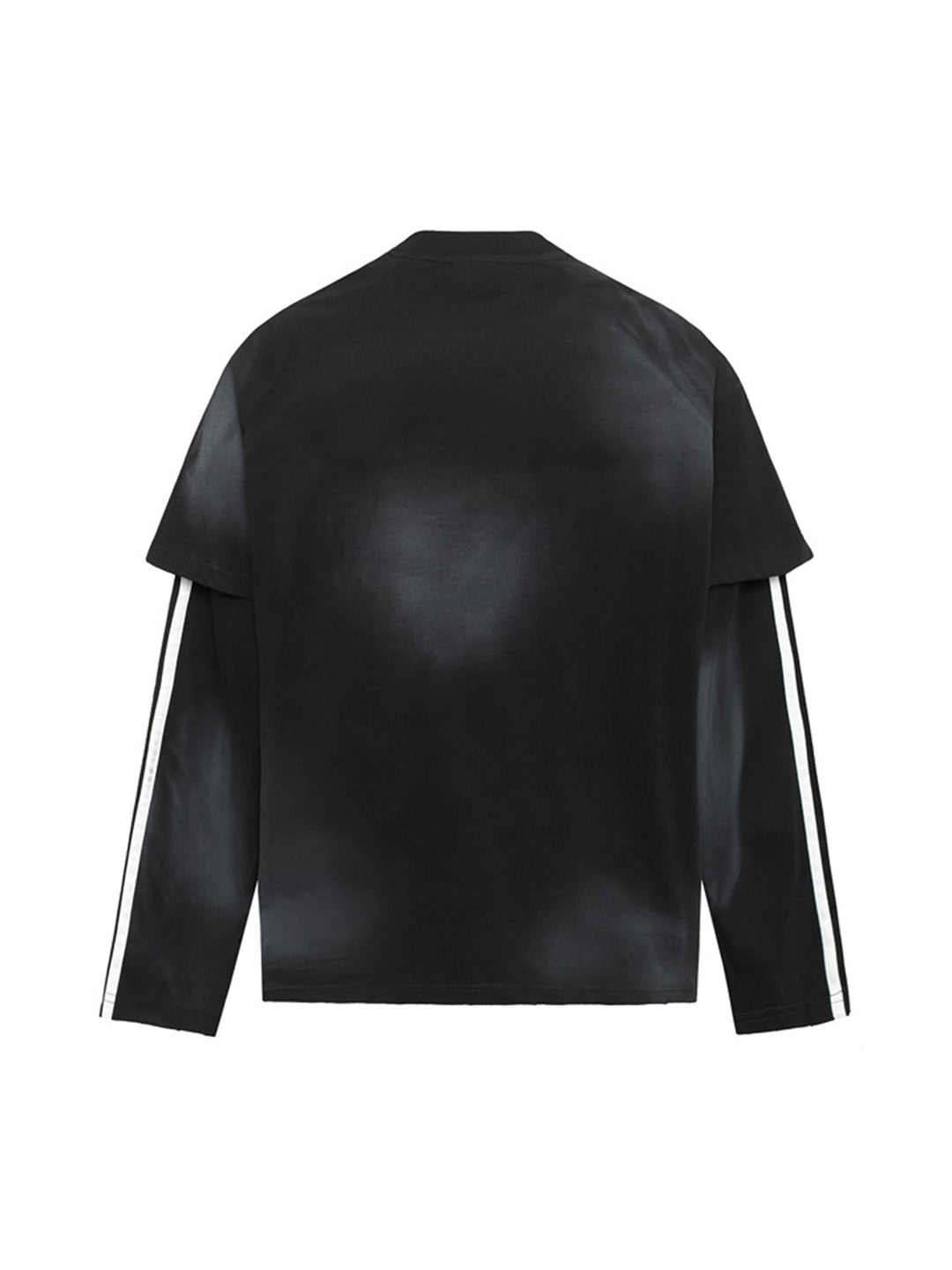 Distressed Printed Faux Two-piece Long-sleeved T-shirt