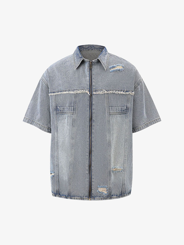 Distressed Ripped Denim Suit