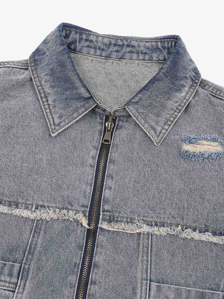 Distressed Ripped Denim Suit