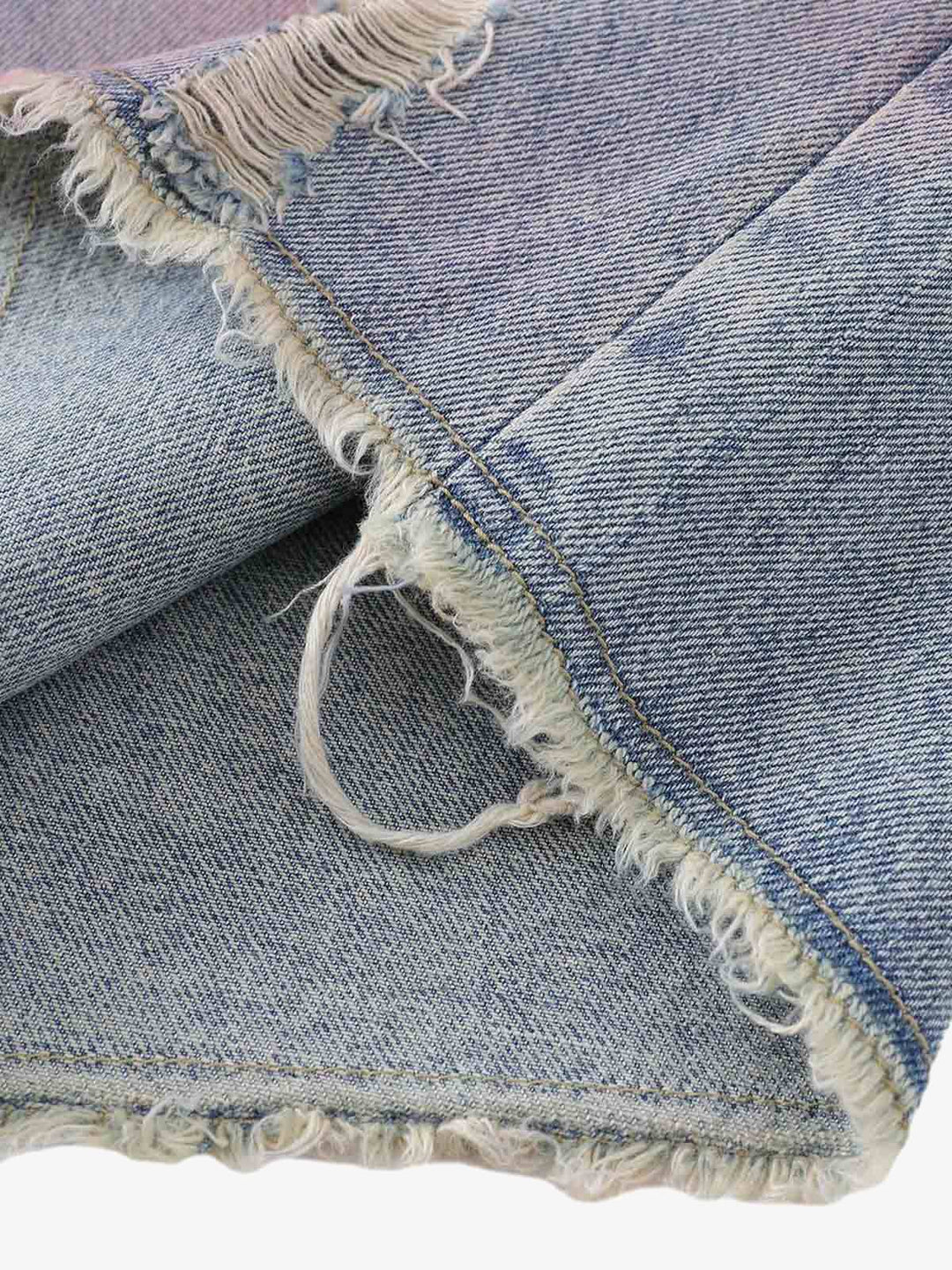 Distressed Tie-Dye Denim Jorts