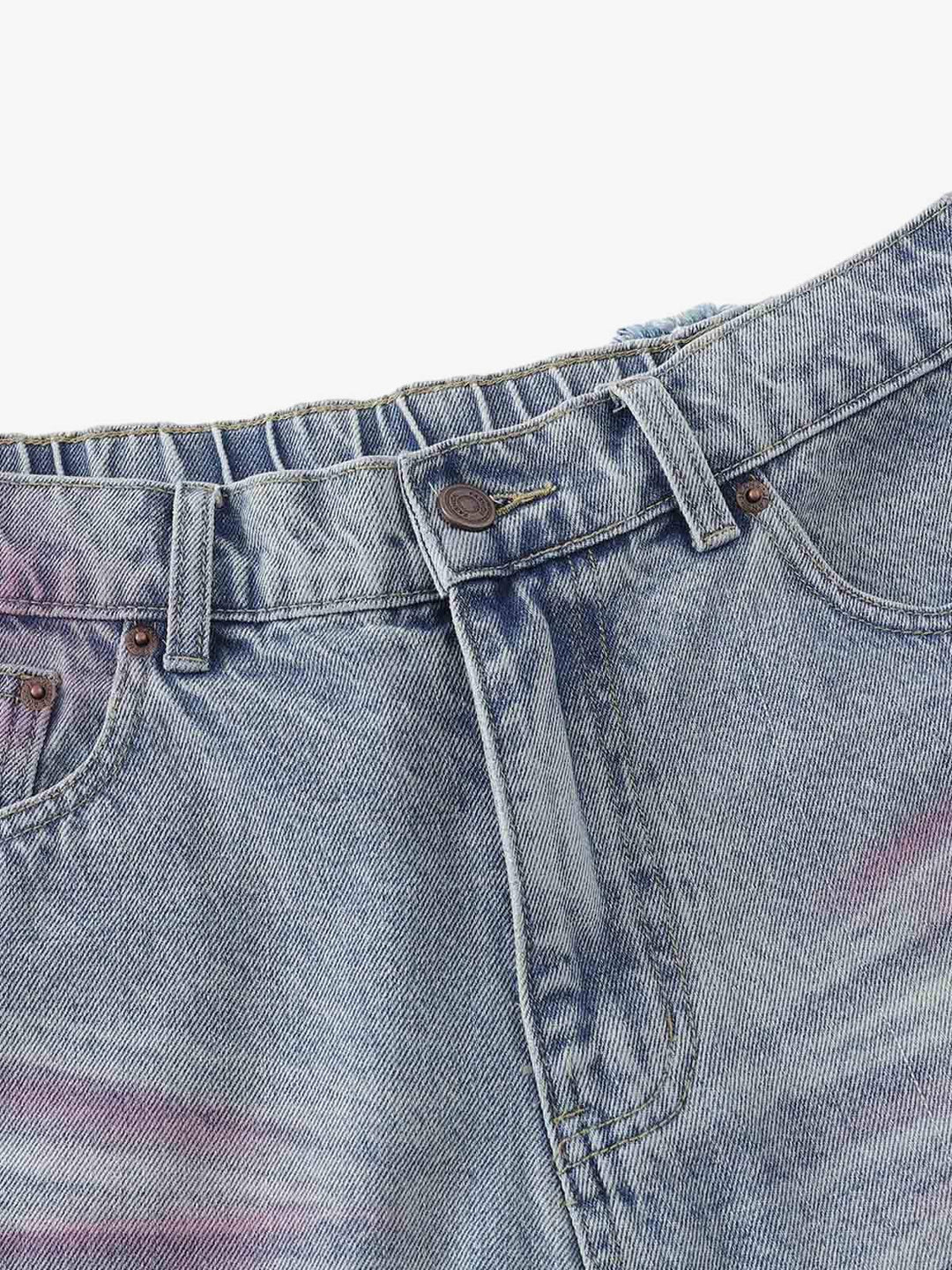 Distressed Tie-Dye Denim Jorts