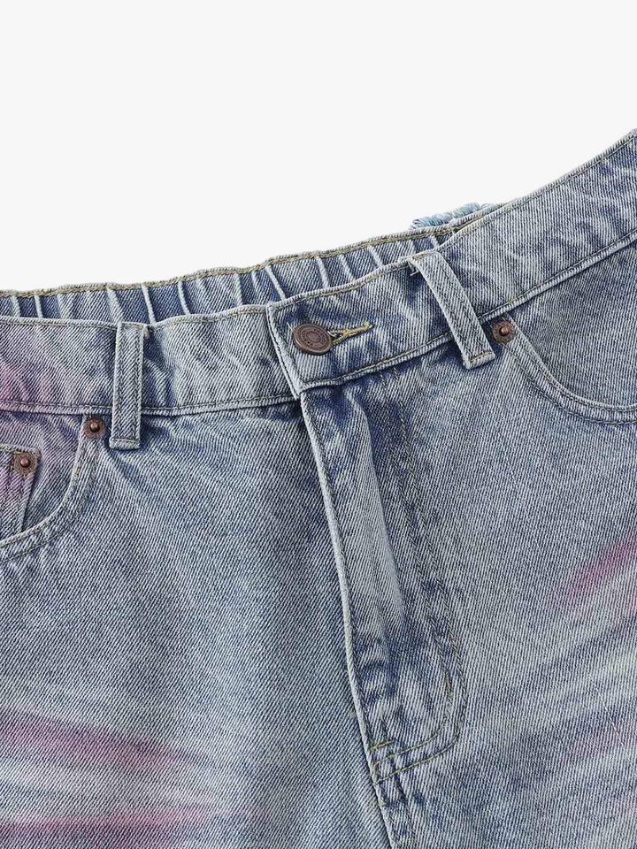Distressed Tie-Dye Denim Jorts