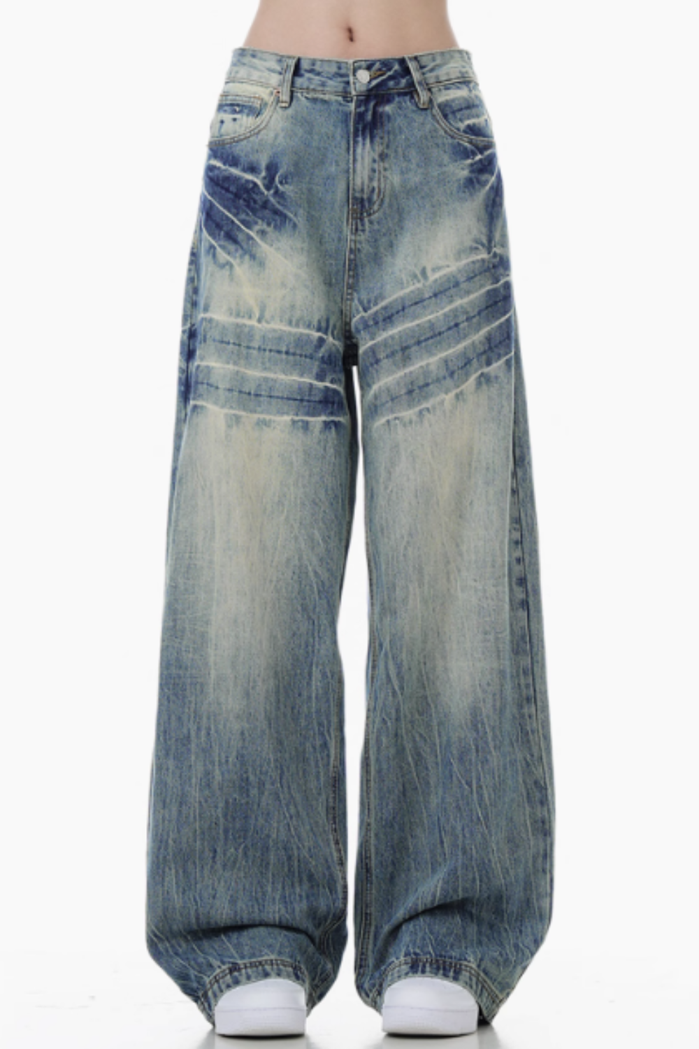 'Eclipse' Ink-Splashed Wide-Leg Jeans