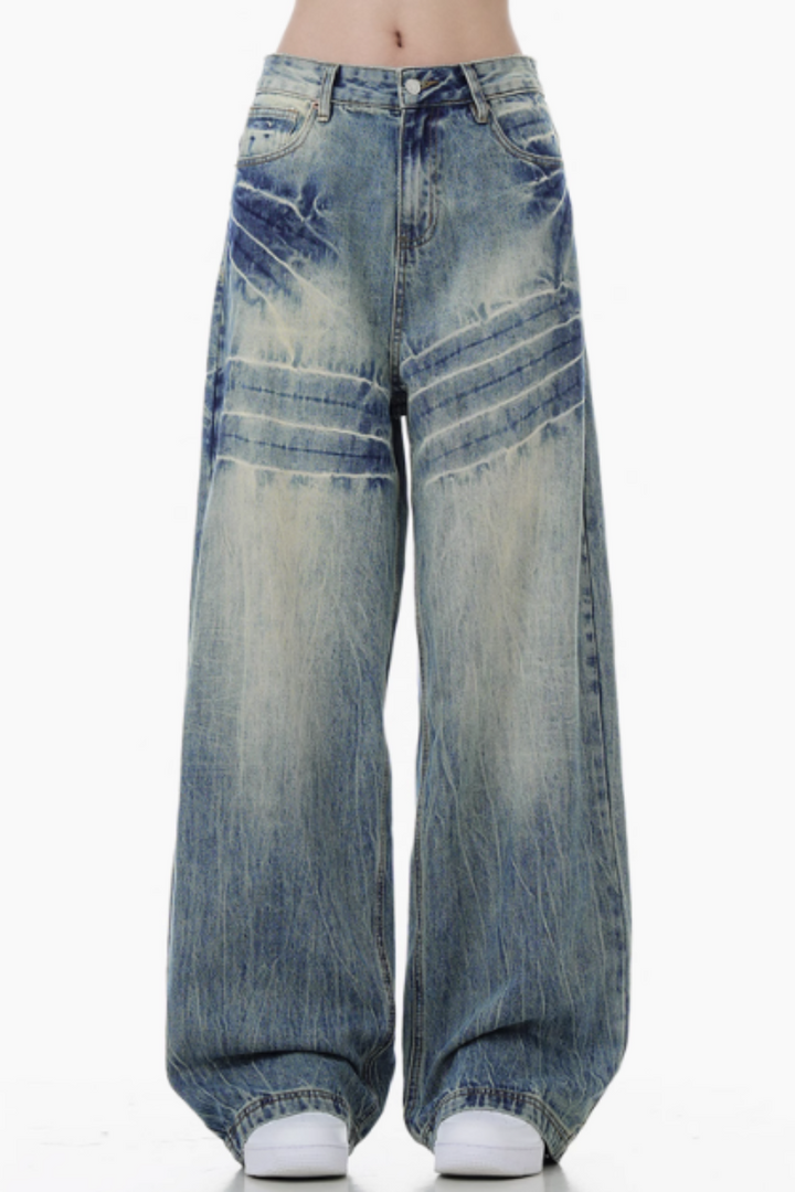 'Eclipse' Ink-Splashed Wide-Leg Jeans