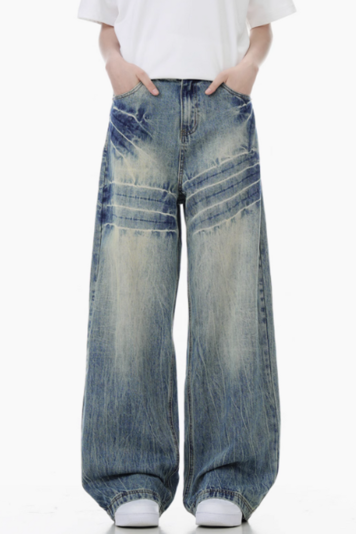 'Eclipse' Ink-Splashed Wide-Leg Jeans