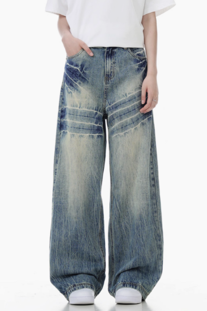 'Eclipse' Ink-Splashed Wide-Leg Jeans