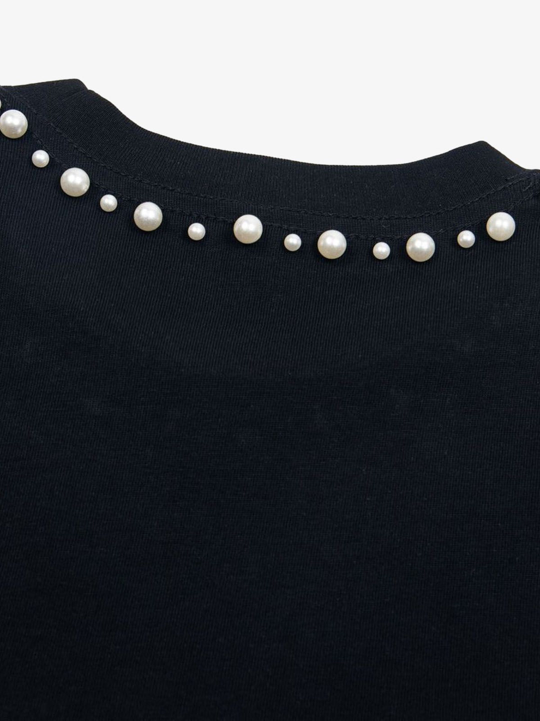 Elegant Pearl-Embellished Oversized T-Shirt