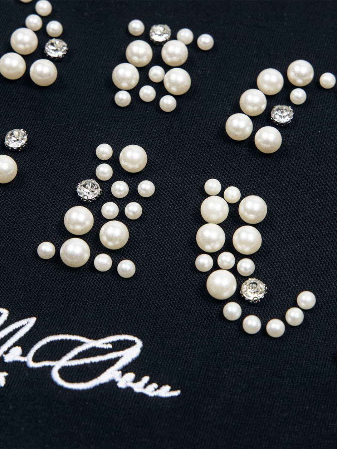 Elegant Pearl-Embellished Oversized T-Shirt