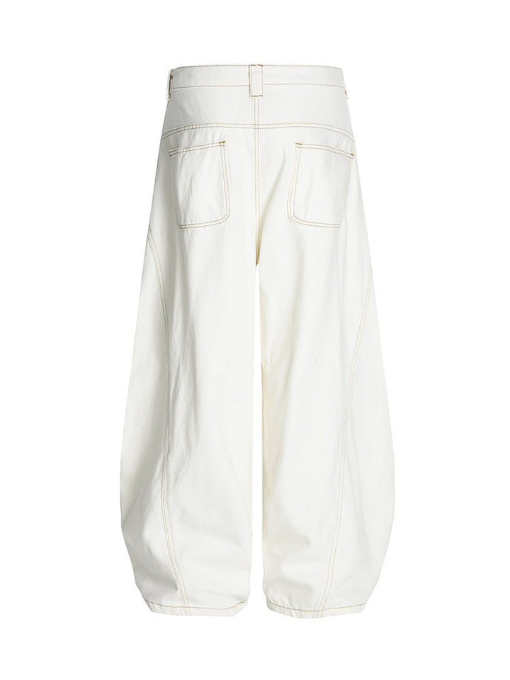 Embroidered Floral Patches Barrel Jeans