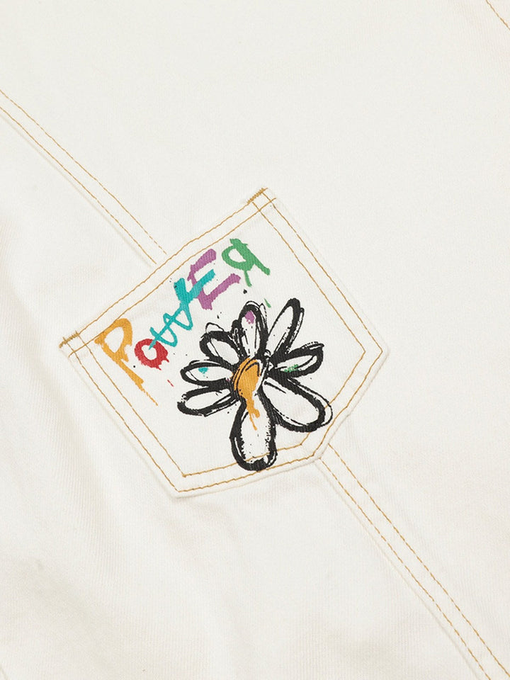 Embroidered Floral Patches Barrel Jeans