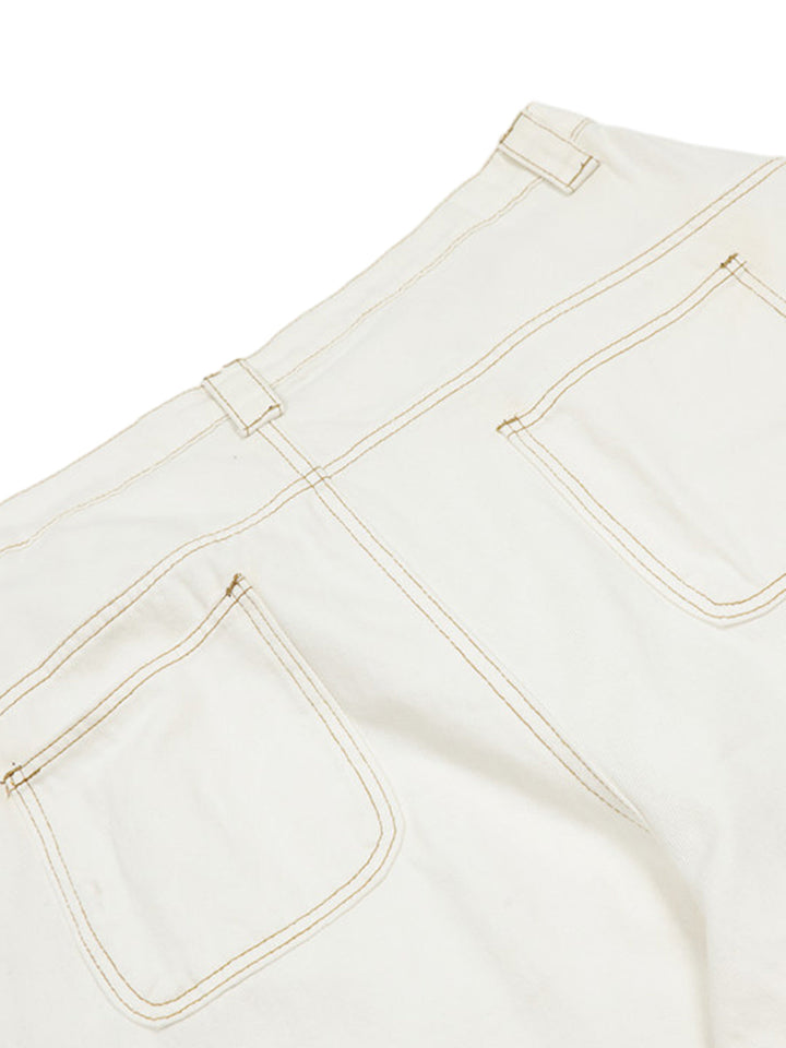 Embroidered Floral Patches Barrel Jeans