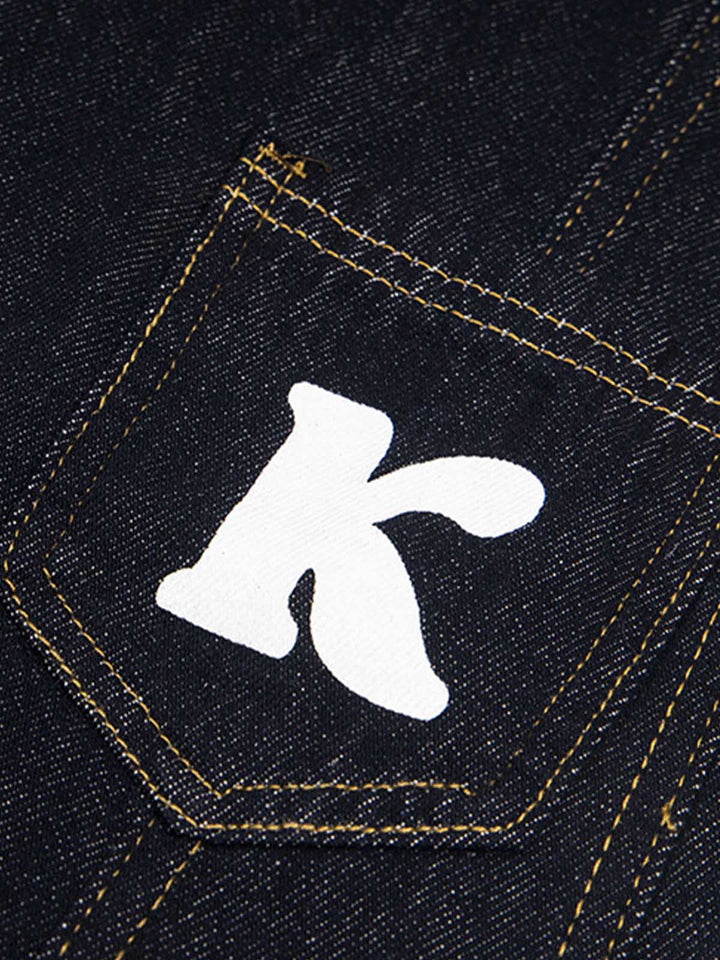 Fun Letter Pocket Barrel Jeans