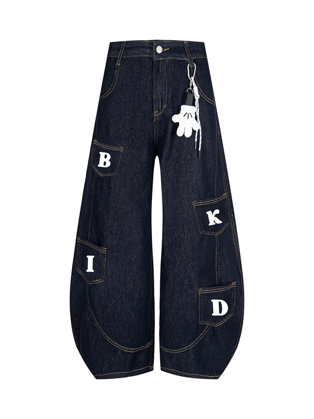 Fun Letter Pocket Barrel Jeans
