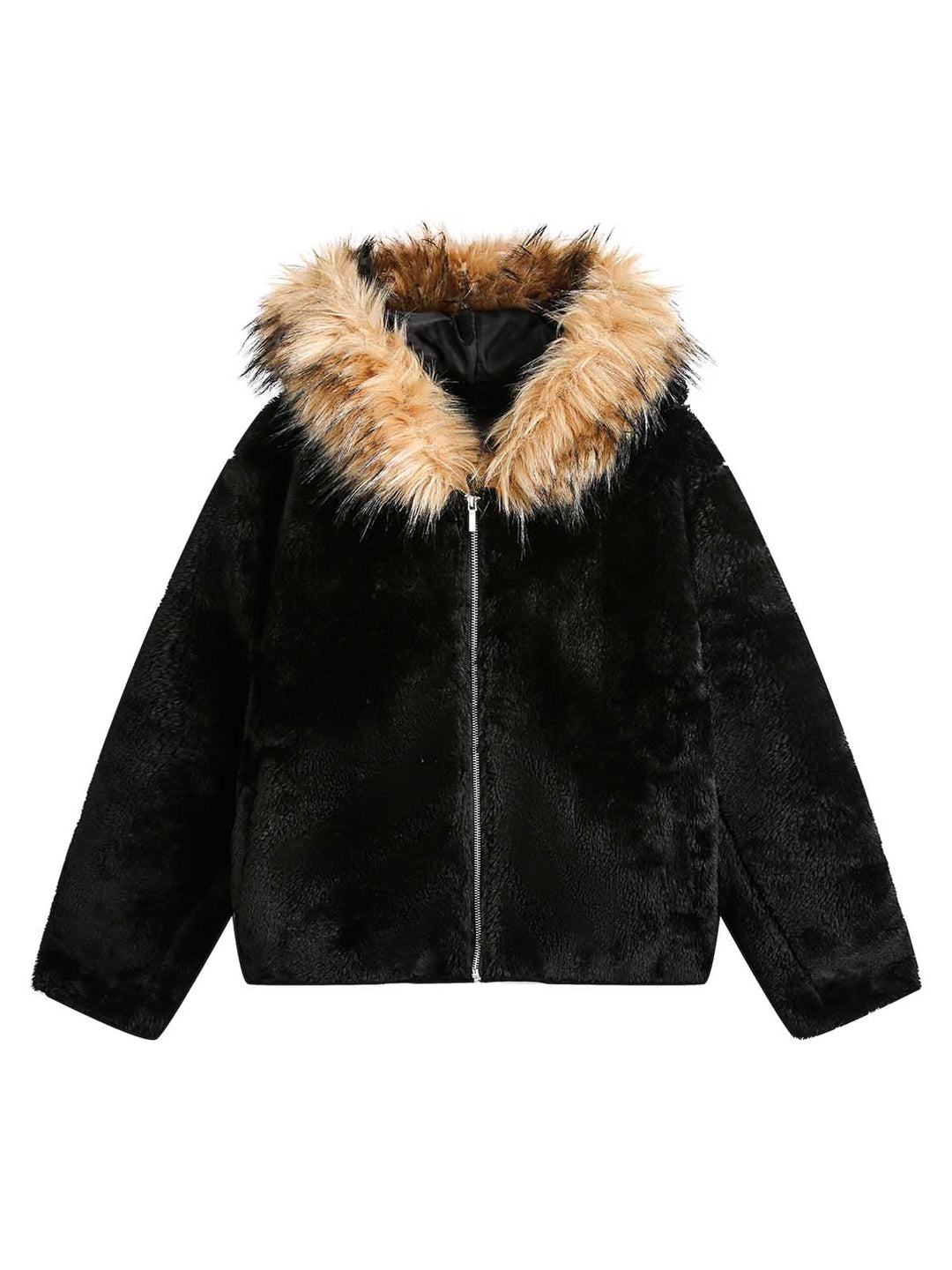 Fur Hooded Quilted Sherpa Jacket - 2304