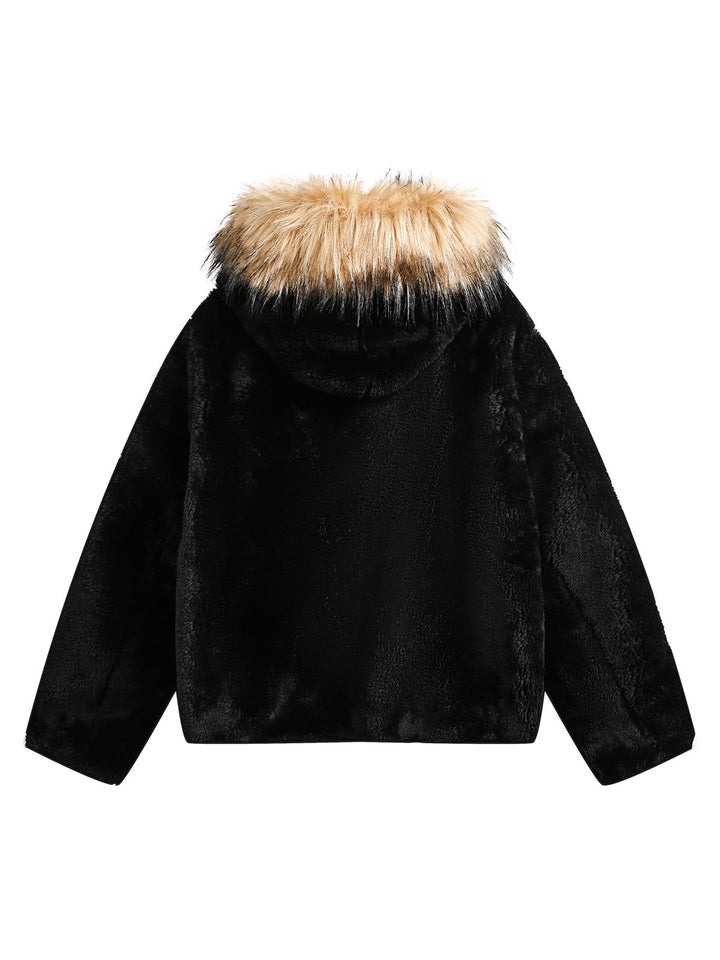 Fur Hooded Quilted Sherpa Jacket - 2304