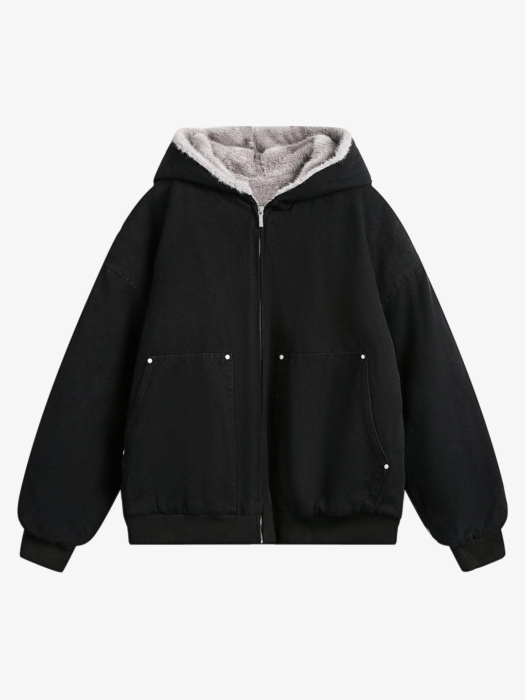 Fur Hooded Zip Up Quilted Jacket