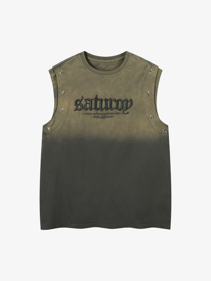 Gradient Embroidered Stars Tank Top