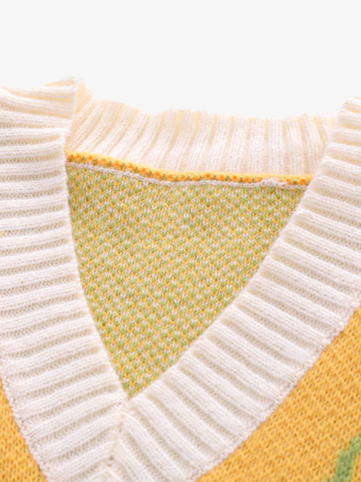 Graffiti Love V-neck Irregular Sweater