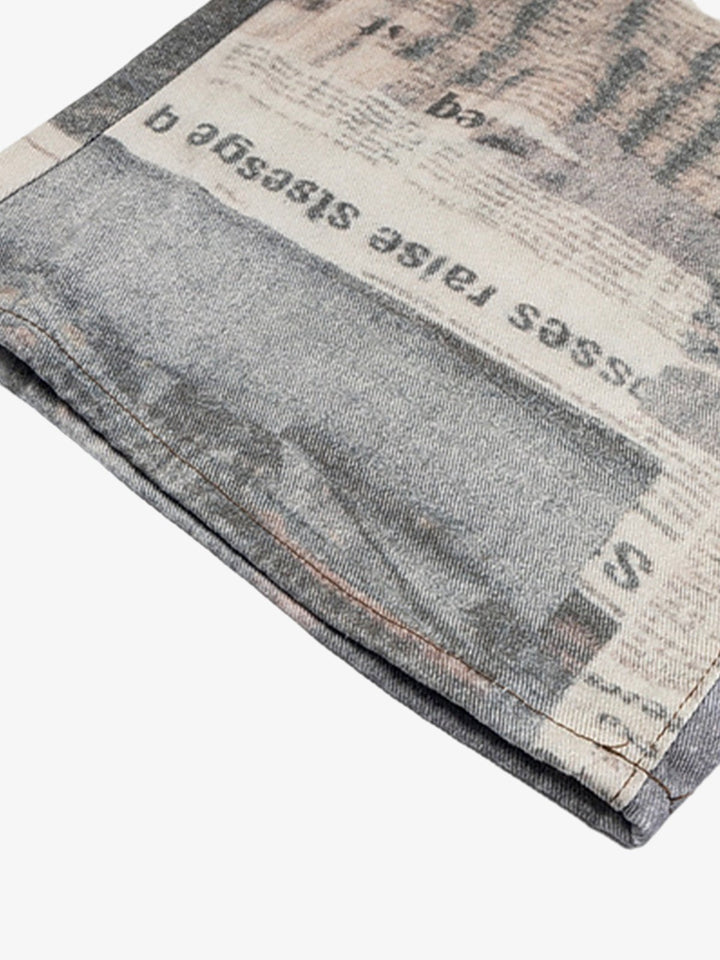 Graffiti Newspaper Baggy Jeans - 2404