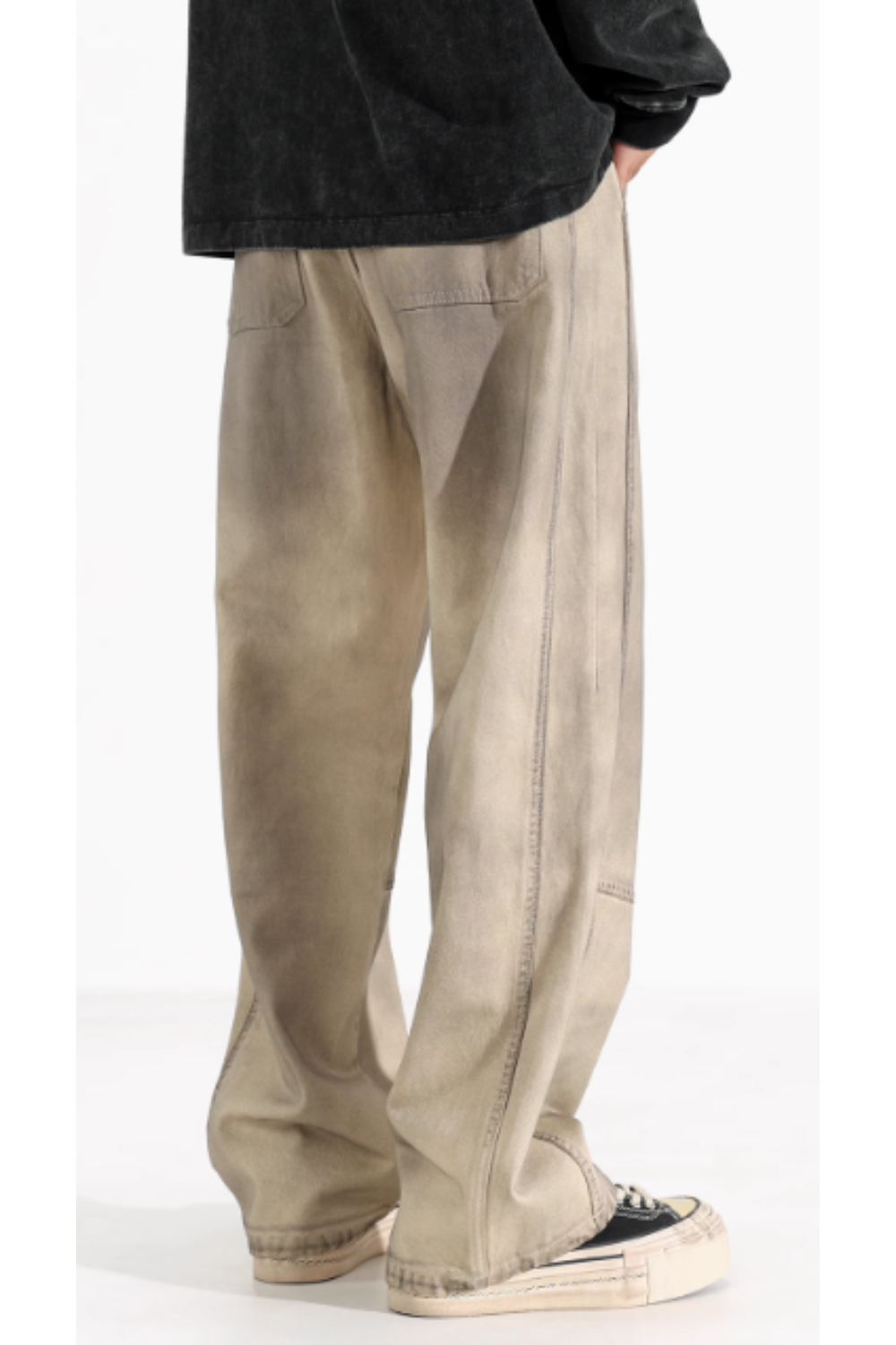 'Grain' Distressed Wide-Leg Jeans