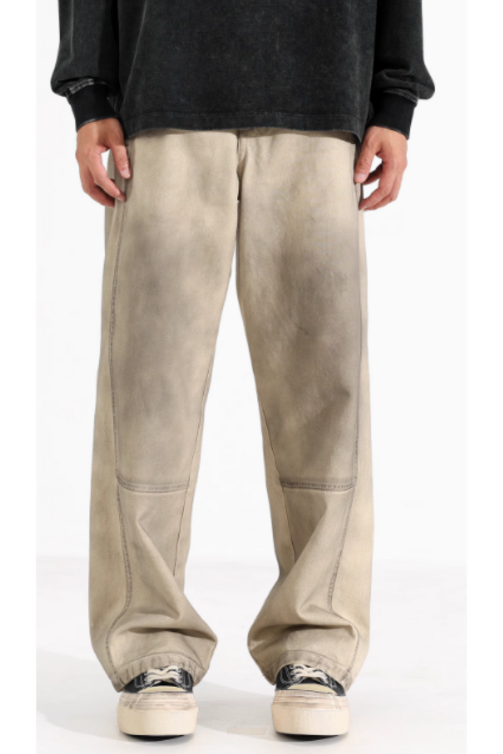 'Grain' Distressed Wide-Leg Jeans