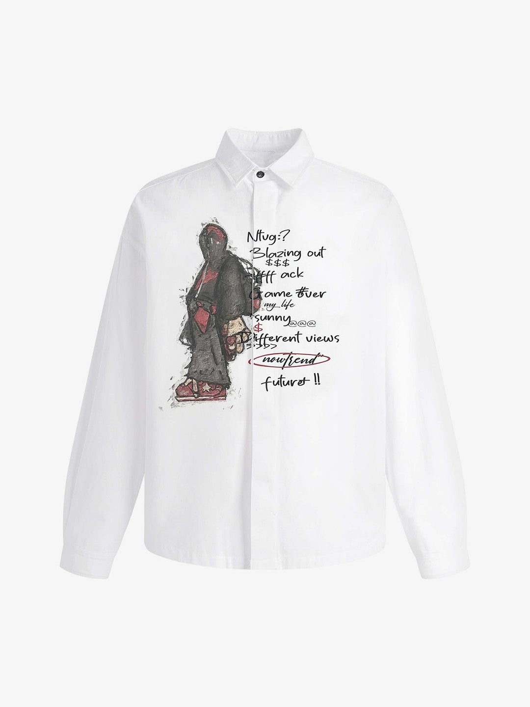 Graphic Portrait Print Long-Sleeve Shirt