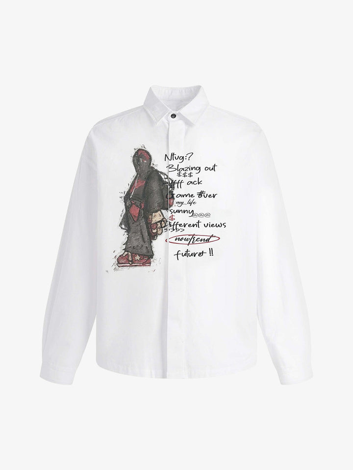Graphic Portrait Print Long-Sleeve Shirt