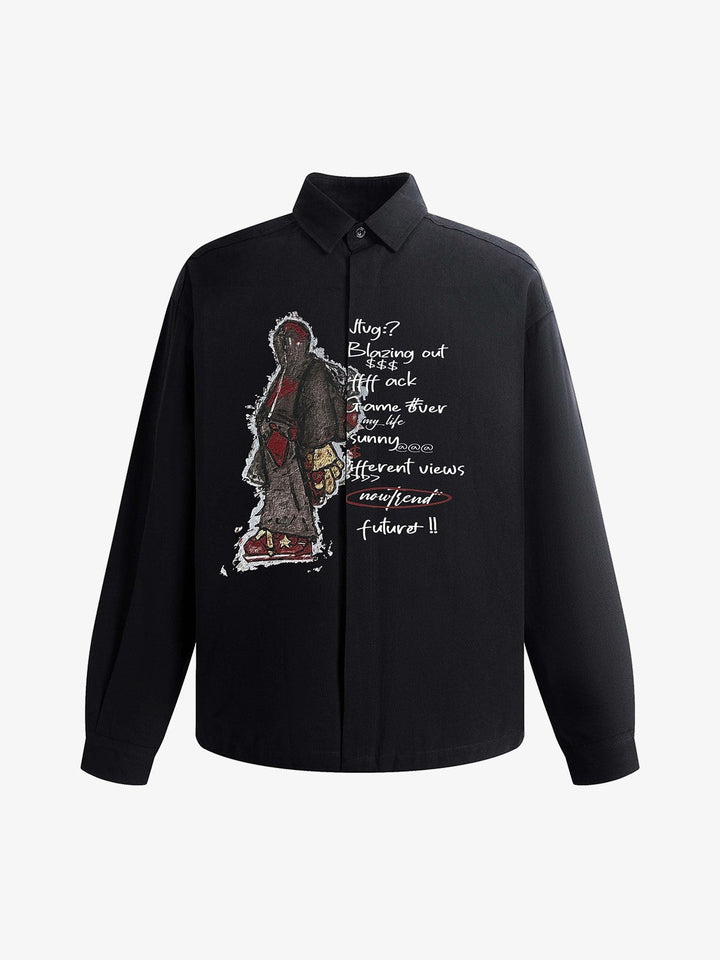 Graphic Portrait Print Long-Sleeve Shirt
